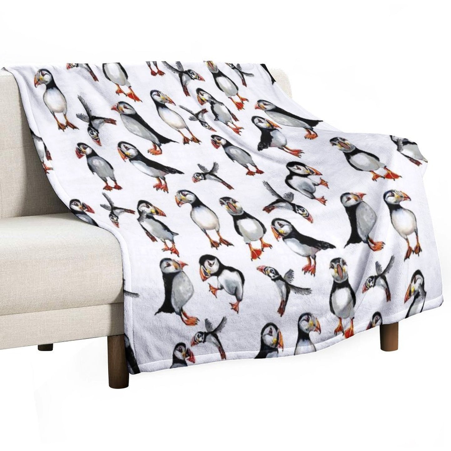 Puffins Pattern Throw Blanket