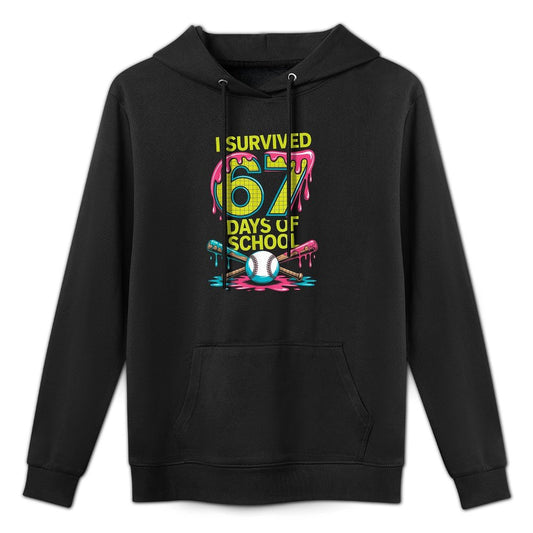 I Survived 67 Days of School Funny 67 Baseball Slime Meme Medium-Weight Fabric Hoodie