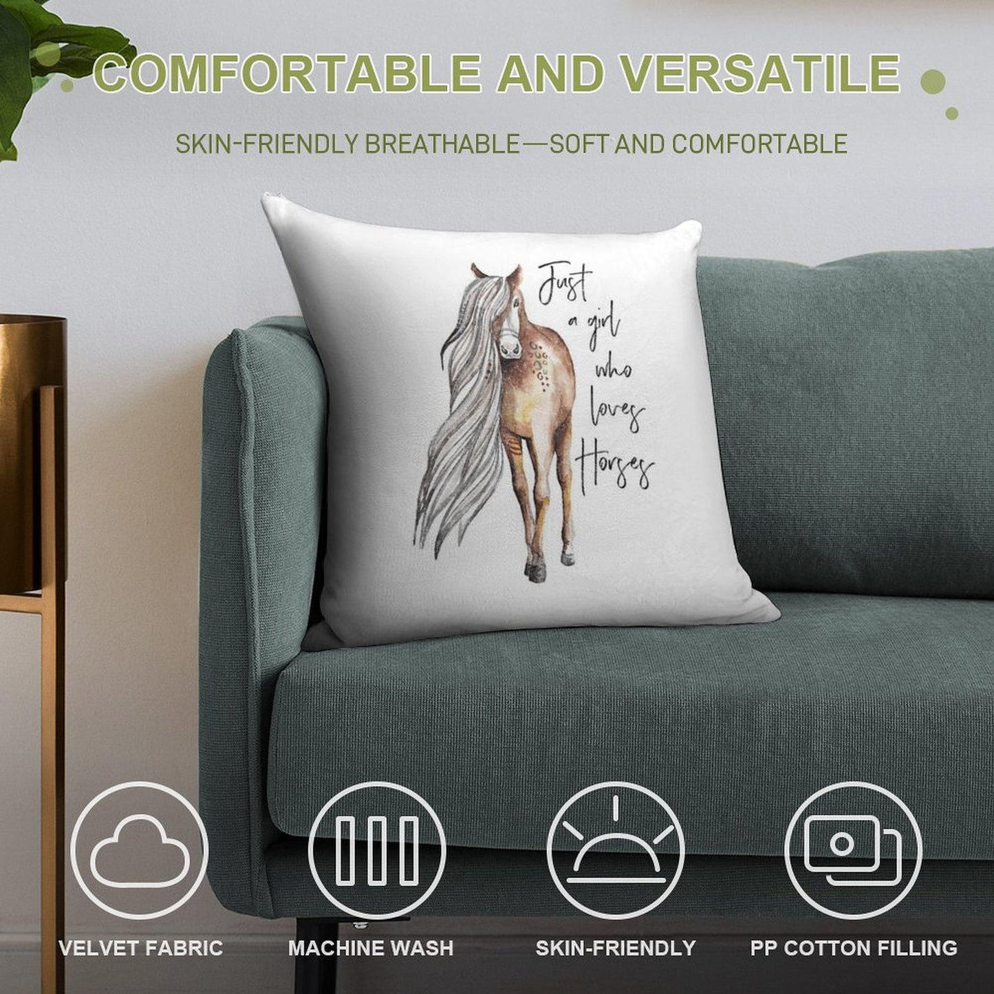 Just A Girl Who Loves Horses - Horse Lover Design Soft Style Accent Throw Pillow