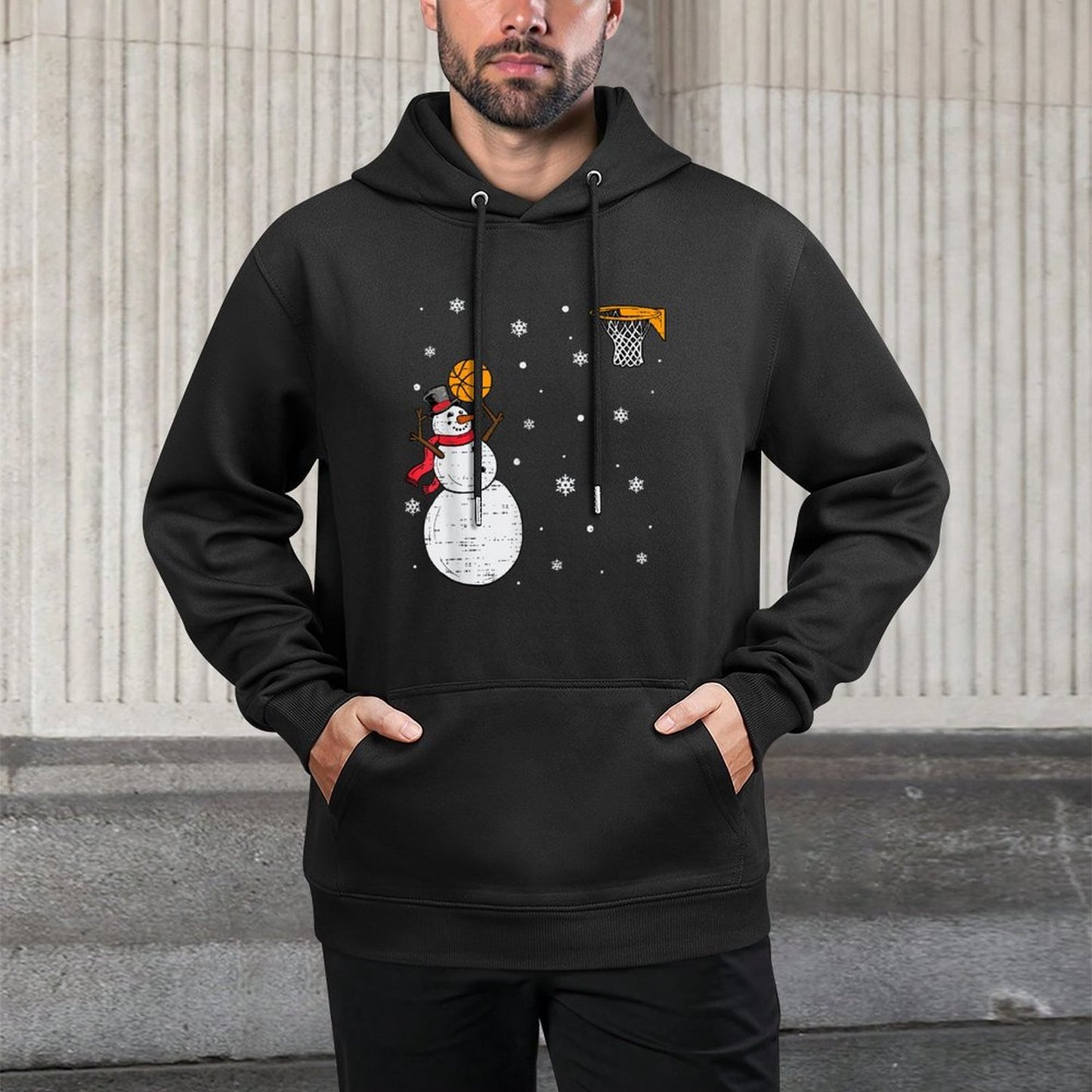 Funny Snowman Basketball Christmas Xmas Sports Men Boys Kids Customizable Surface Hoodie