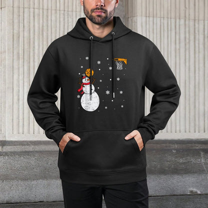 Funny Snowman Basketball Christmas Xmas Sports Men Boys Kids Customizable Surface Hoodie