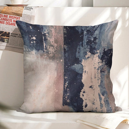 Horizontal Pink Navy Linen Throw Pillow Cover