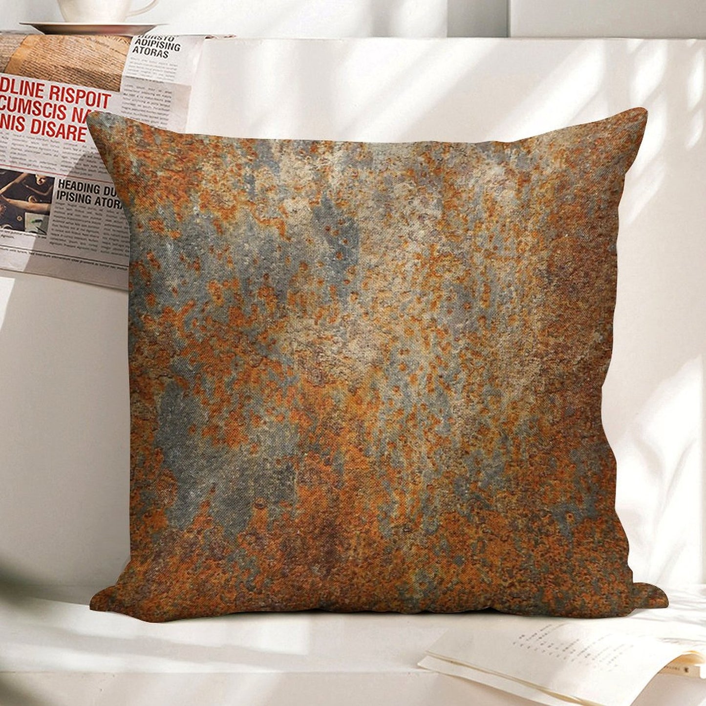 Rust Rusty Texture Linen Throw Pillow Cover