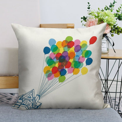Up There - Up Linen Throw Pillow Cover