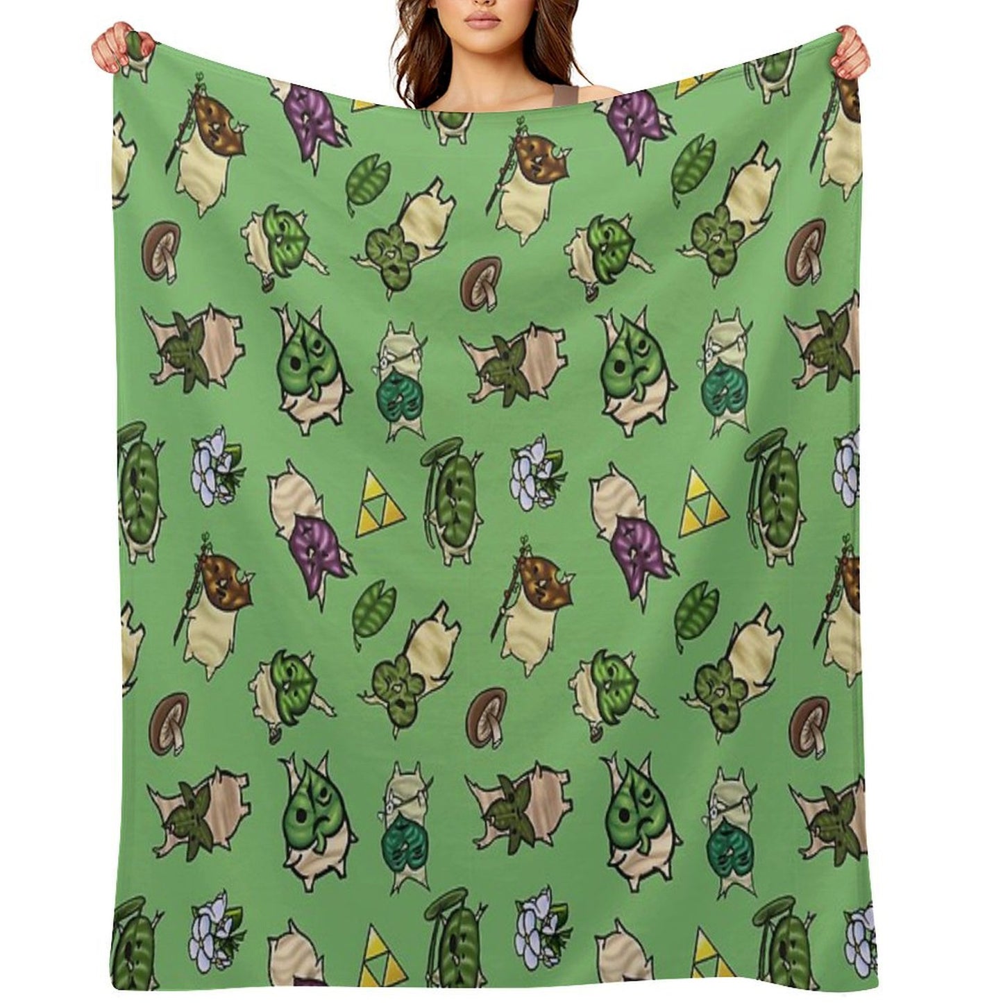 Korok Repeating Pattern (Light Green) Throw Blanket