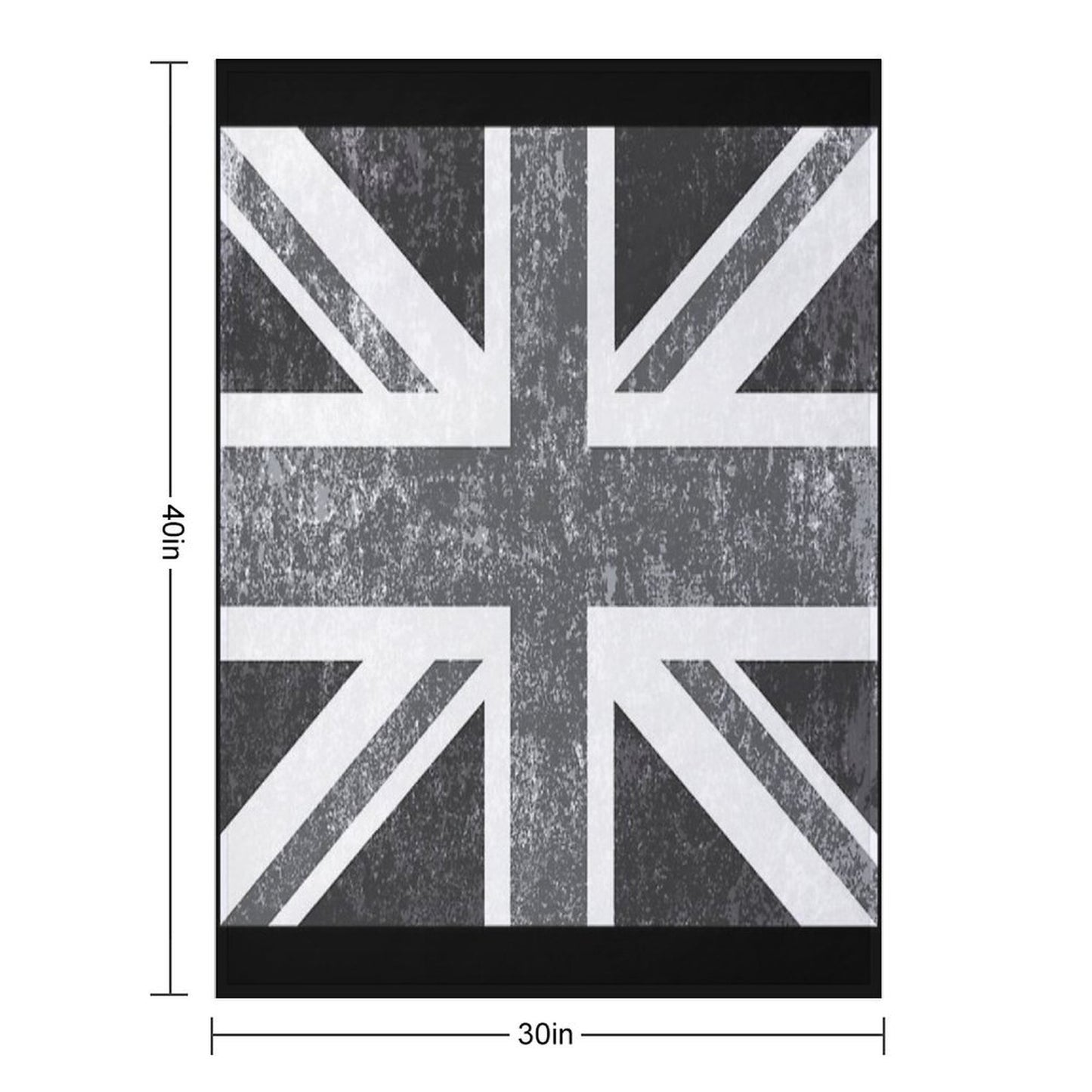 Union Jack Vintage Grayscale - United Kingdom Flag Throw Blanket