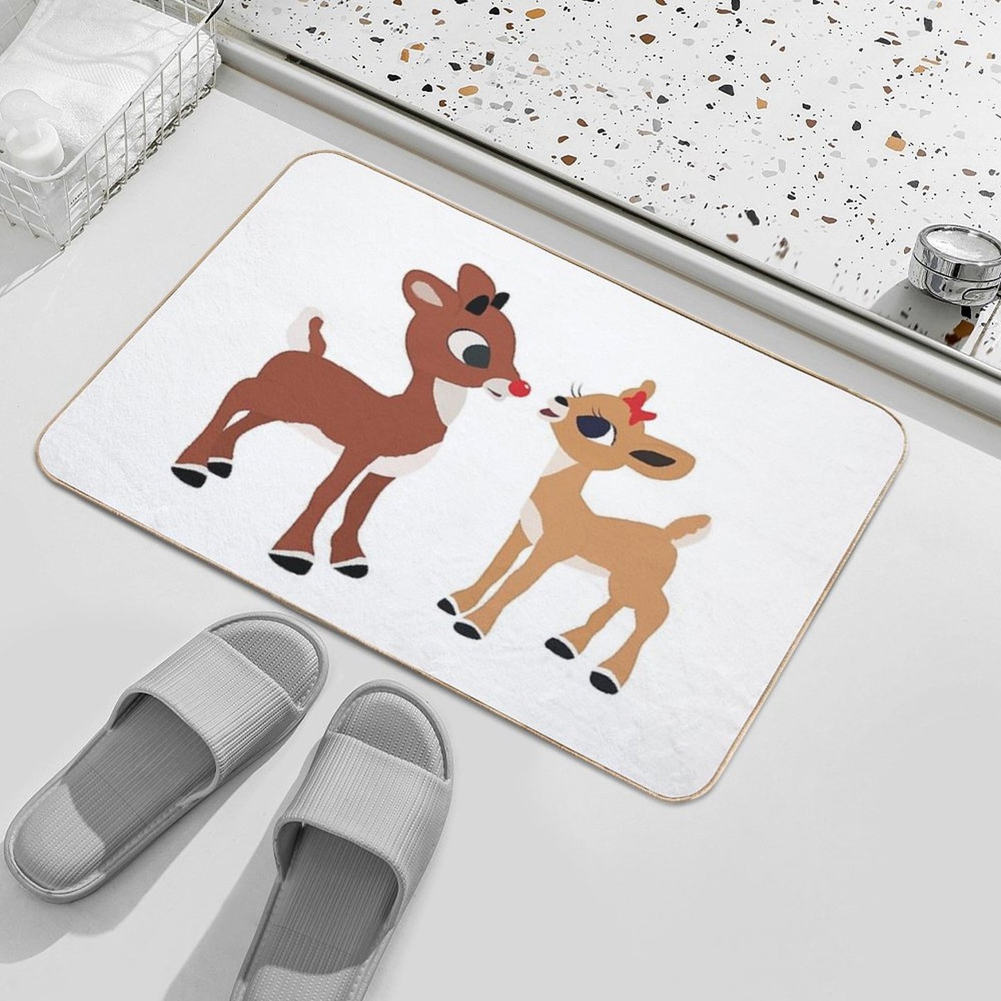 Classic Rudolph And Clarice © GraphicLoveShop Bath Mat