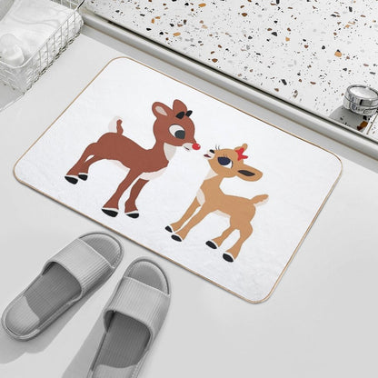 Classic Rudolph And Clarice © GraphicLoveShop Bath Mat