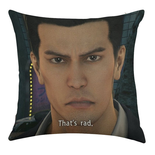 Yakuza Kiryu That's Rad Linen Throw Pillow Cover
