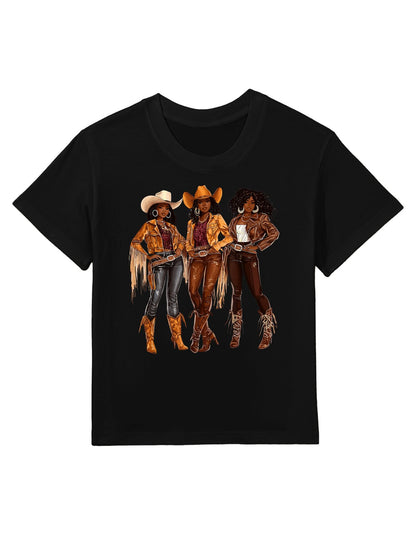 Black African American Cowgirl Western Country Texas Rodeo Kids T-Shirt