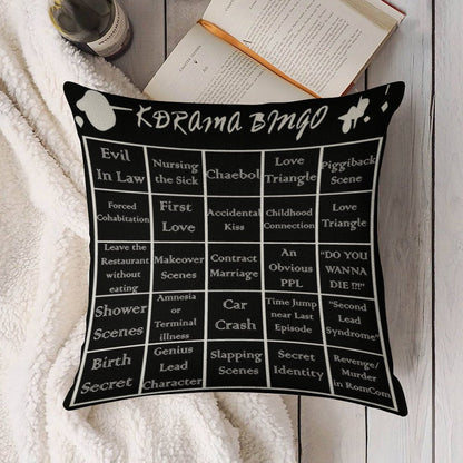 Korean Drama Bingo Linen Throw Pillow Cover