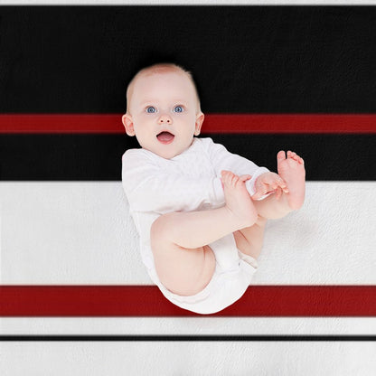Red Black White Abstract Stripes Throw Blanket
