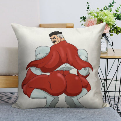 Invincible Think Mark Thicc Booty Omni Man Linen Throw Pillow Cover