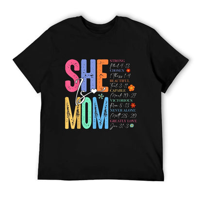 She Is Mom Christian Mother&#39;s Day Jesus Mama Religious Women T-Shirt