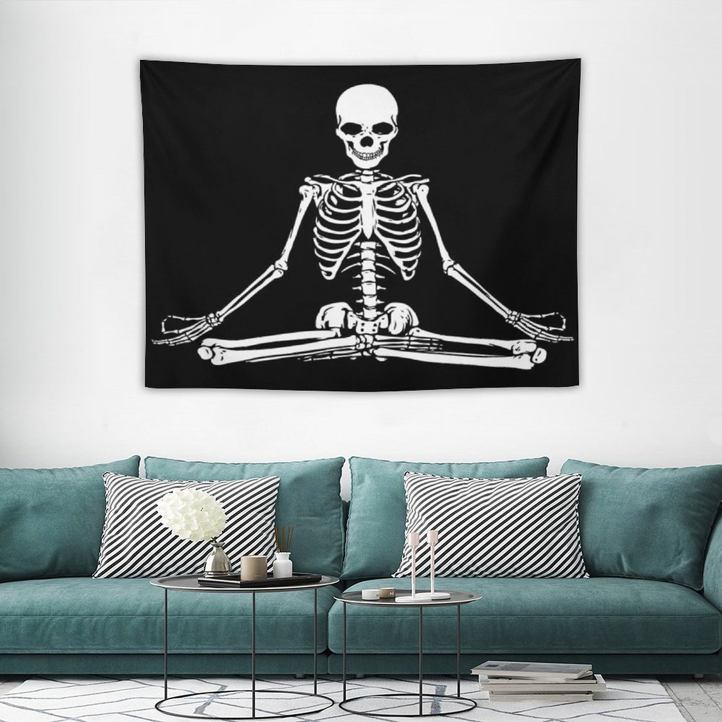 Meditating Skeleton Tapestry