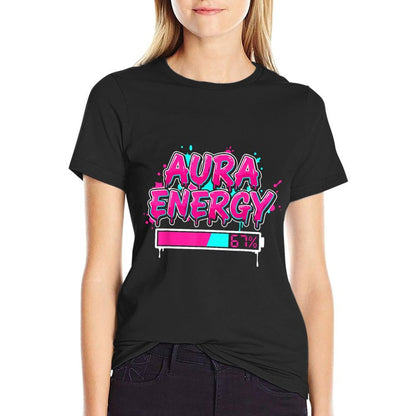 Aura Energy 67 Six Seven Drip Funny Gen Alpha  Rolled Sleeves T-Shirt