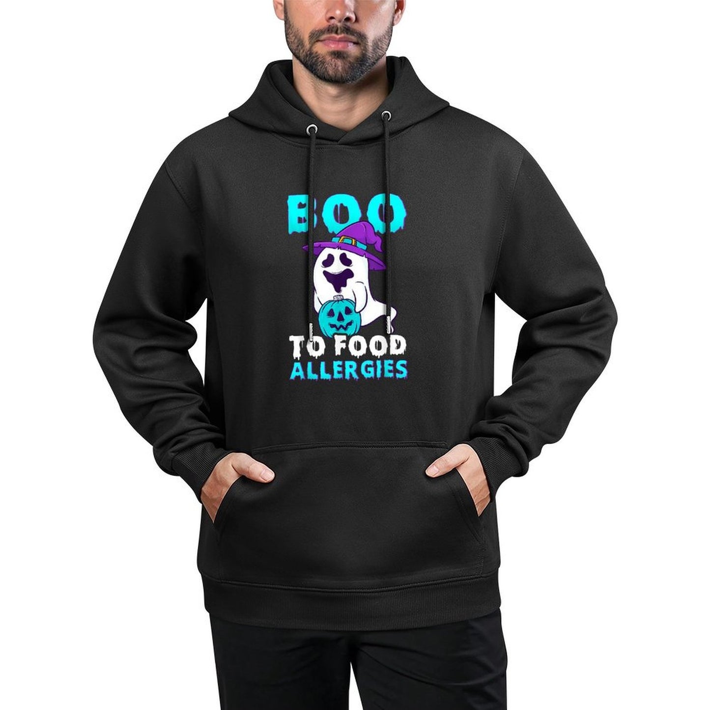 Teal Pumpkin Halloween Boo Food Allergies Allergy Awareness Adjustable Hood Hoodie