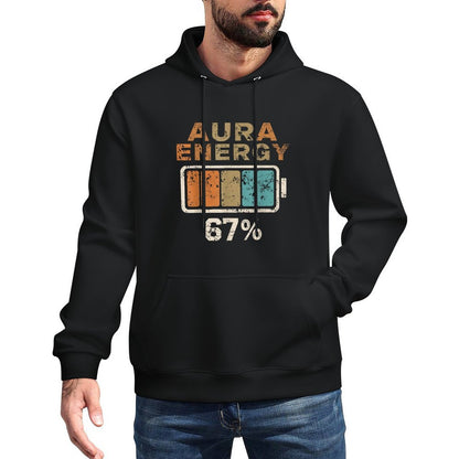 Aura Energy at 67 Six Seven Funny Gen Alpha Slang Meme Medium-Weight Fabric Hoodie