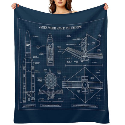 James Webb Space Telescope (Navy Blueprint) Throw Blanket
