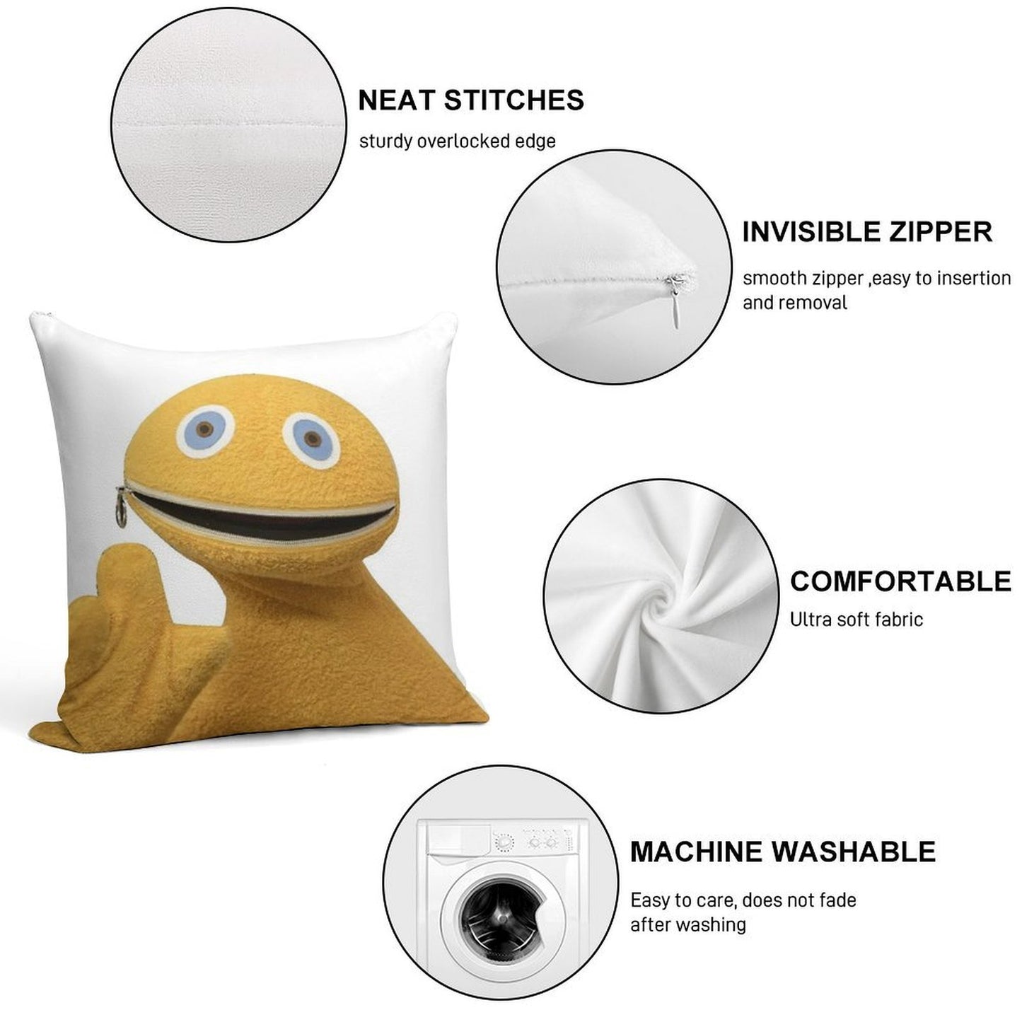 Rainbow Zippy Big Mouth - Zippy from Rainbow - Classic UK - Zippy T-shirt - Zippy T Shirt - Zippy The Legend Soft Easy Maintenance Throw Pillow