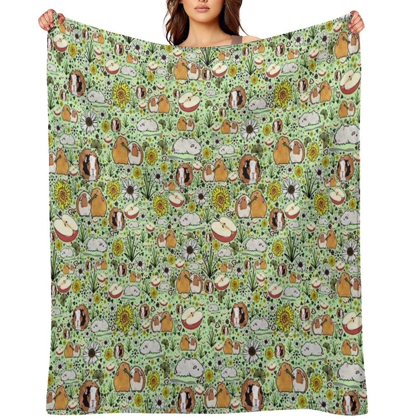 Guinea Pigs in Green Throw Blanket