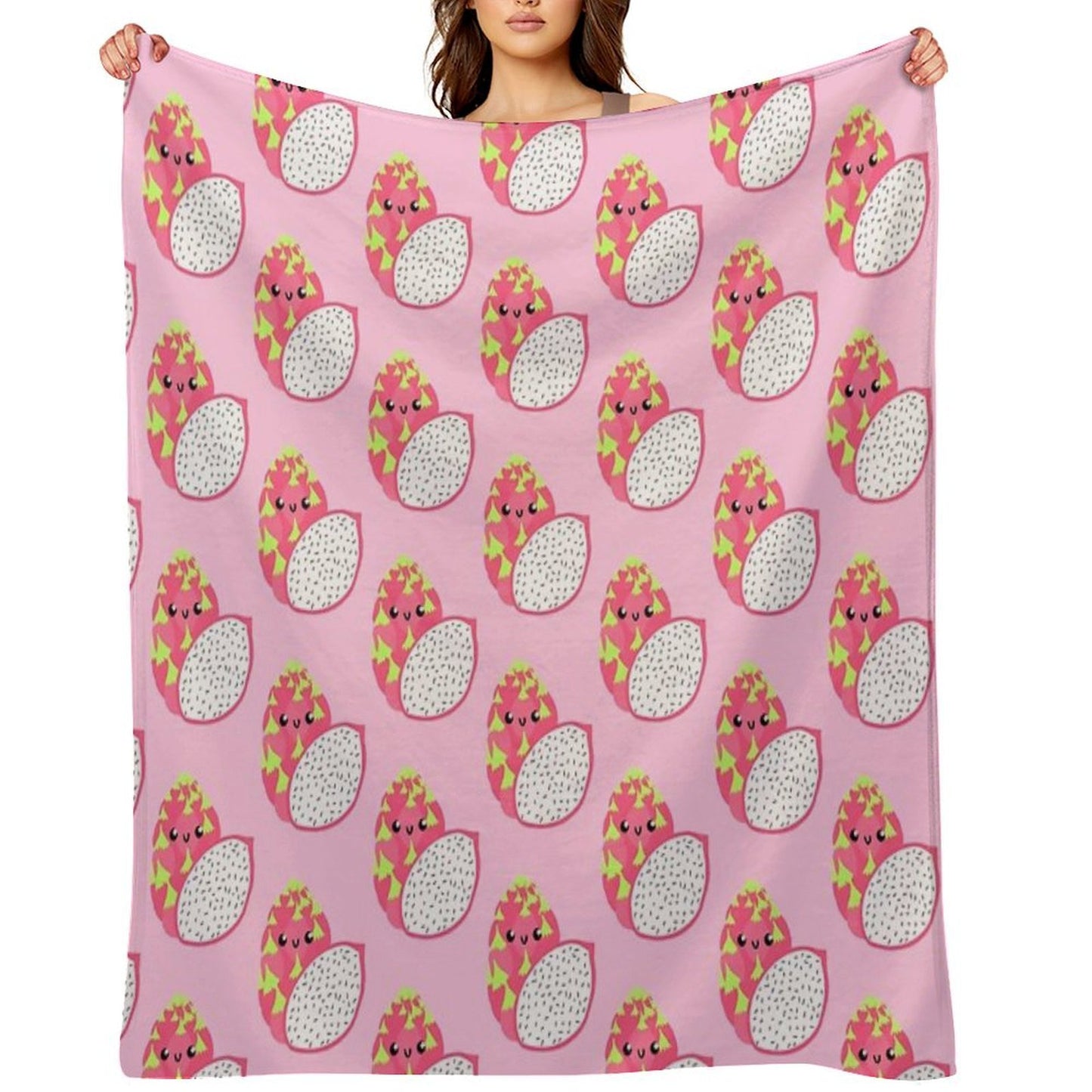 Happy Dragon Fruit Throw Blanket