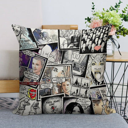 Peyton's Artwork Collage Linen Throw Pillow Cover