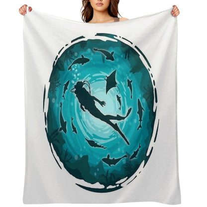 Scuba Diver Throw Blanket