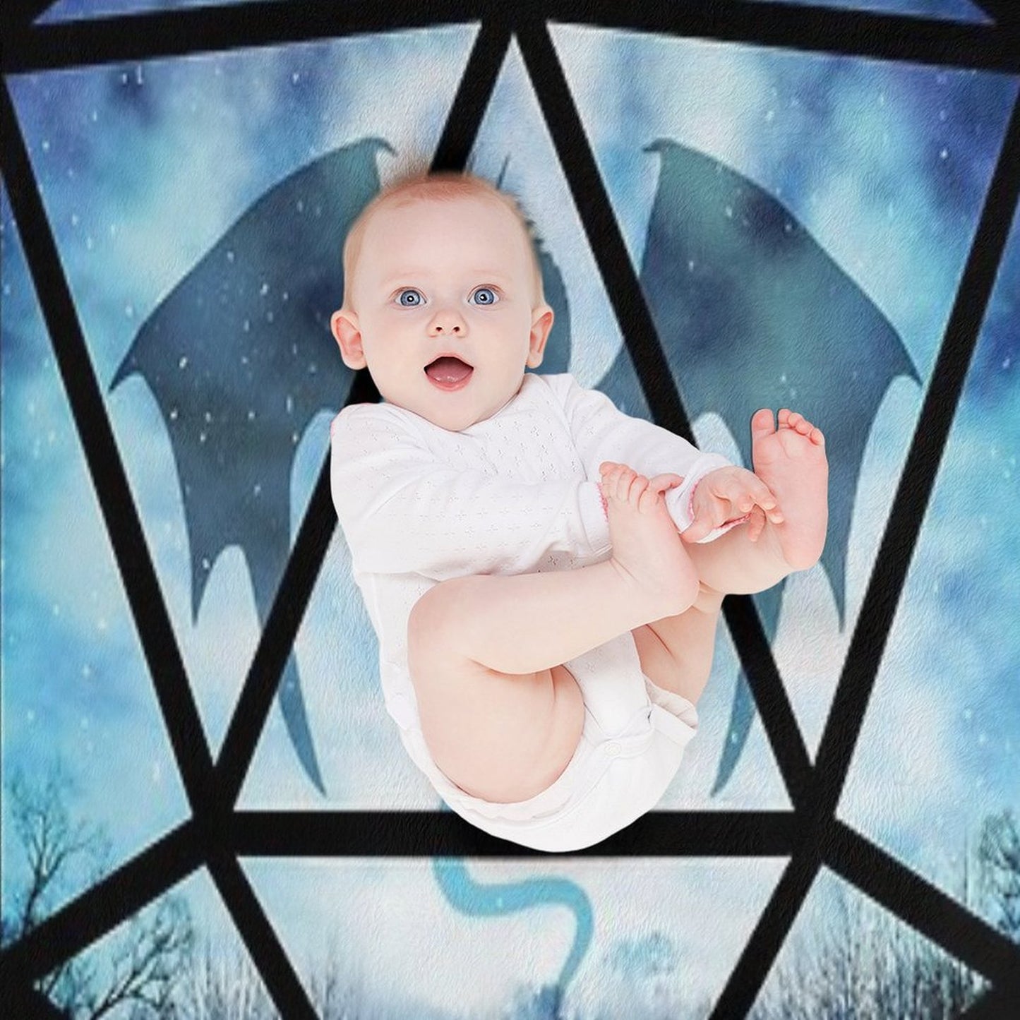 Blue Sky Ice Dragon D20 Throw Blanket