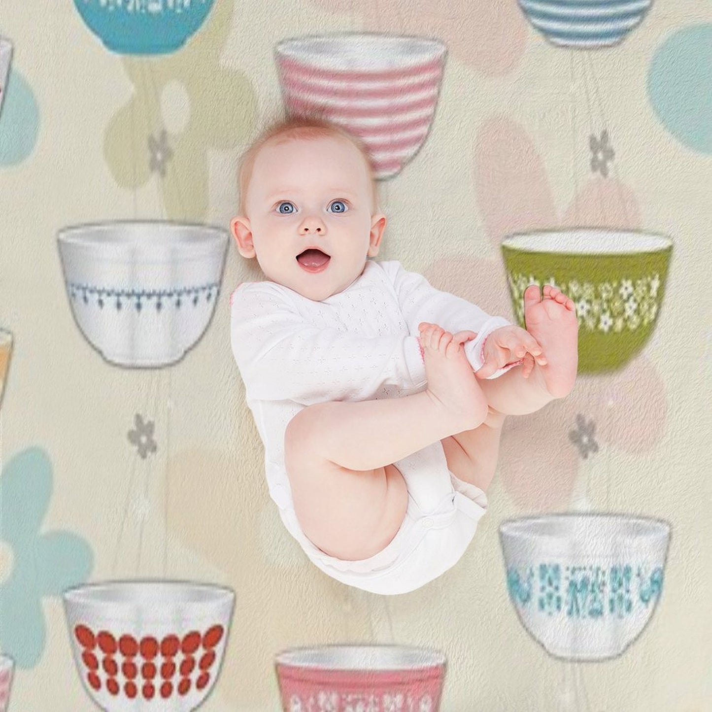 Vintage Pyrex Bowls Collection Throw Blanket