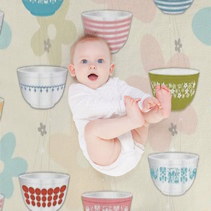 Vintage Pyrex Bowls Collection Throw Blanket