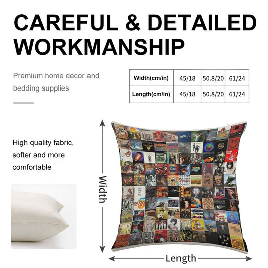 Classic Rock Covers - Collage Linen Throw Pillow Cover