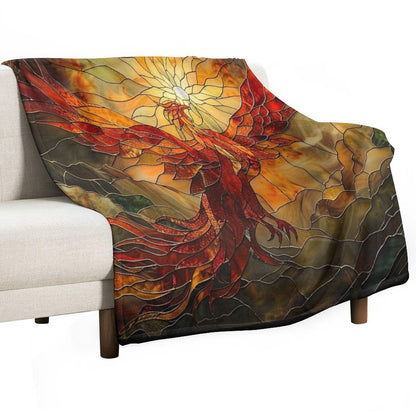 Glorious Phoenix Staine Glass Throw Blanket