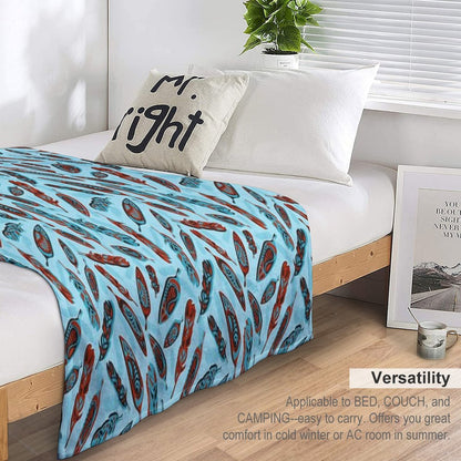 Tlingit Feathers - Blue Throw Blanket