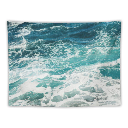 Blue Ocean Waves Tapestry