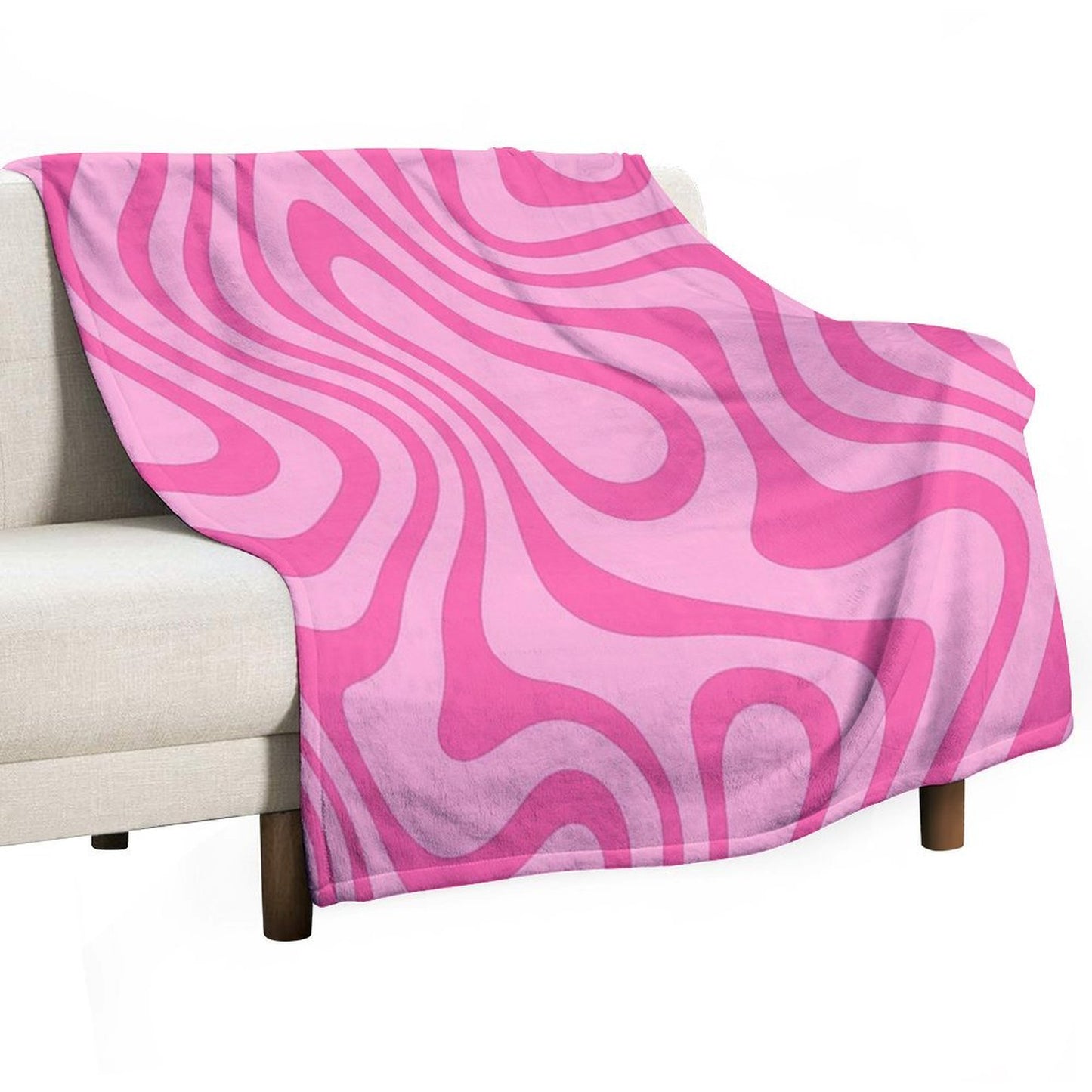 Vibrant Pink Wavy Abstract Pattern Throw Blanket