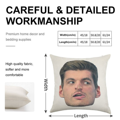 Max Verstappen Face Linen Throw Pillow Cover