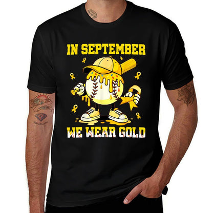 in September We Wear Gold Baseball Drip Boy Childhood Cancer  Classic T-Shirt