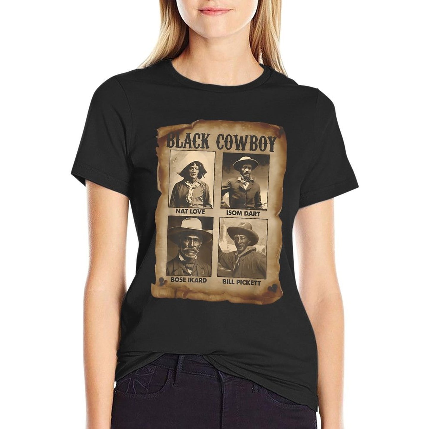 Black Cowboy Western Rodeo Melanin Black History Texas Men  Oversized Silhouette T-Shirt