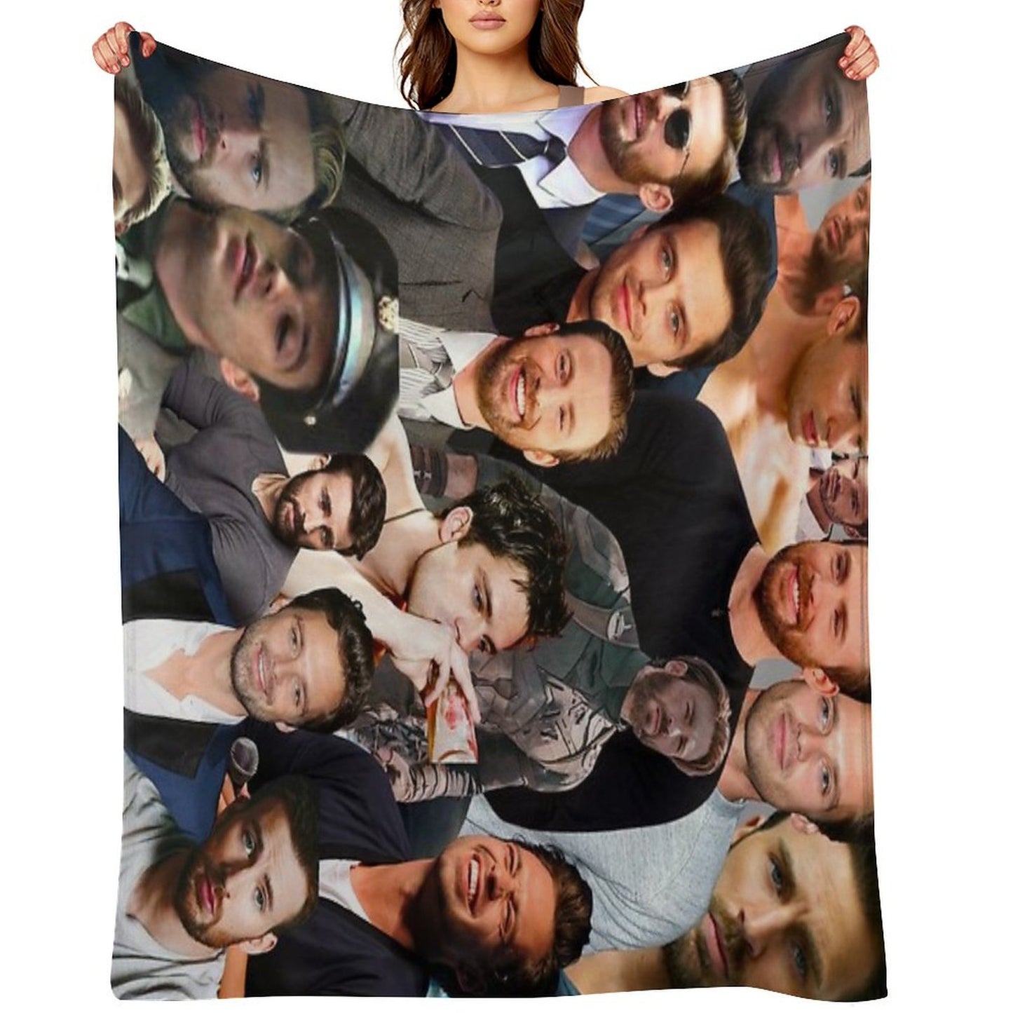Chris Evans And Sebastian Stan Collage Merch Throw Blanket