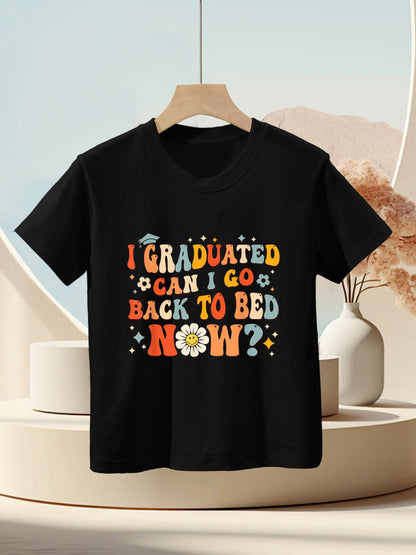 I Graduated Can I Go Back To Bed Now Funny Graduation Groovy Kids T-Shirt