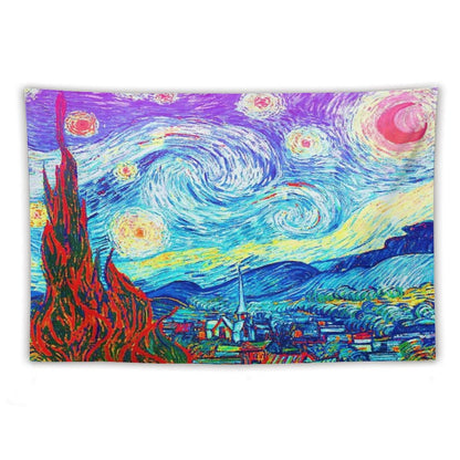 Psychedelic Colorful Starry Night Abstract Van Gogh Tapestry
