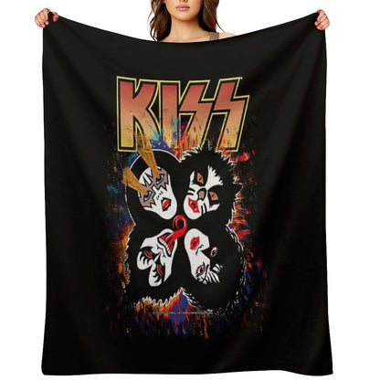 KISS ® The Band - Rock And Roll Over Splash Logo Throw Blanket