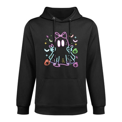 Boo Ghost Spooky Season Girls Kids Glow in Halloween Night Colorfast Hoodie