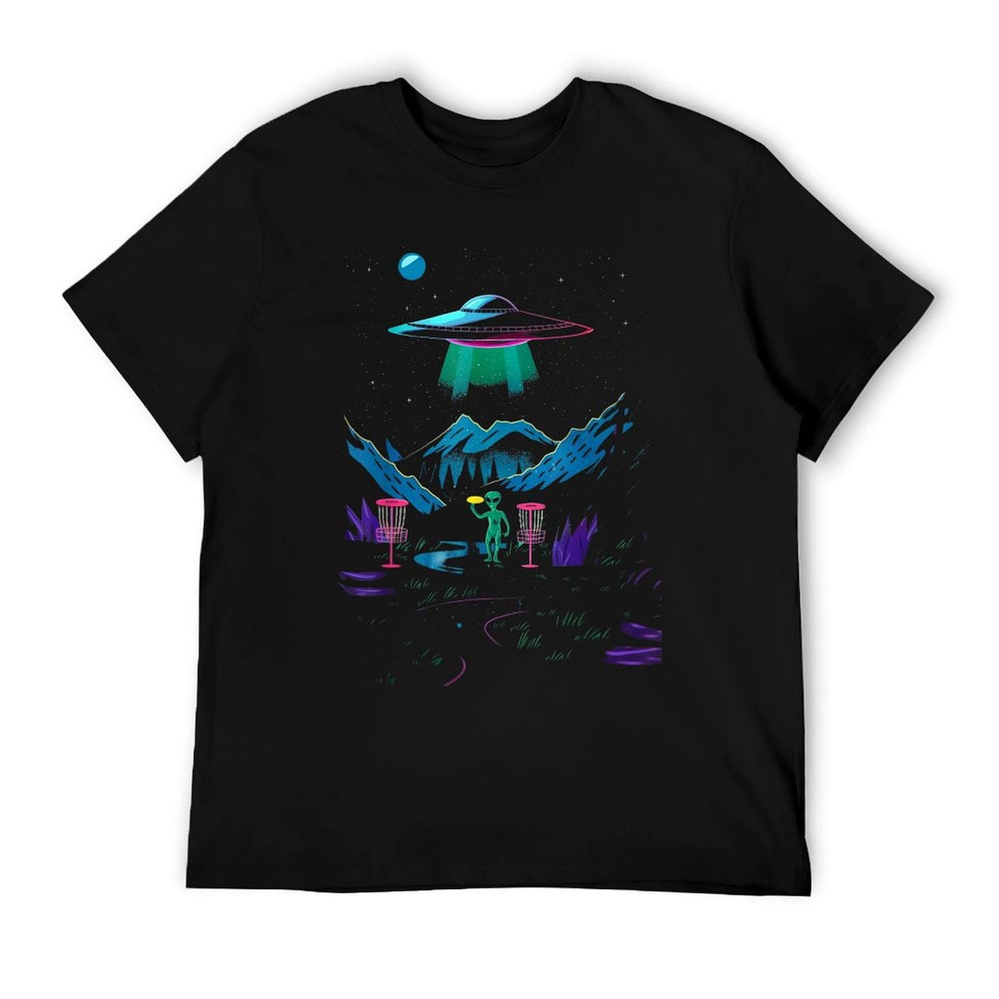Funny Disc Golf Design For Men Women Disc Golf Alien Golfer T-Shirt