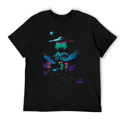 Funny Disc Golf Design For Men Women Disc Golf Alien Golfer T-Shirt