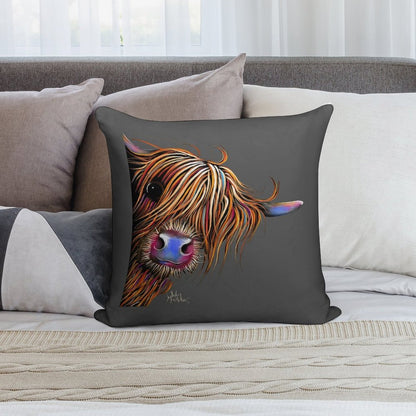 HiGHLaND CoW PRiNT SCoTTiSH ' SuGaR LuMP ON GReY ‘ BY SHiRLeY MacARTHuR Soft Anti-Pilling Throw Pillow