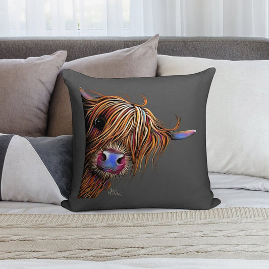 HiGHLaND CoW PRiNT SCoTTiSH ' SuGaR LuMP ON GReY ‘ BY SHiRLeY MacARTHuR Soft Anti-Pilling Throw Pillow