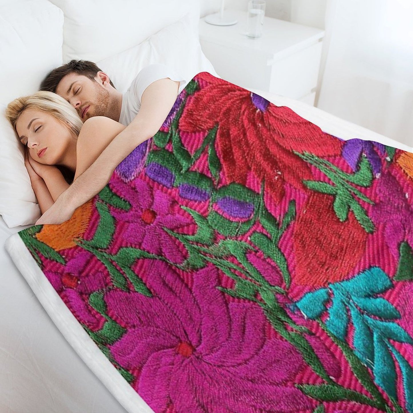 Mexican Embroidered Throw Blanket