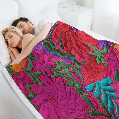 Mexican Embroidered Throw Blanket